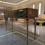 Rose Gold Console Table with Jeweled Botanical Panels and Sculptural Cabriole Legs